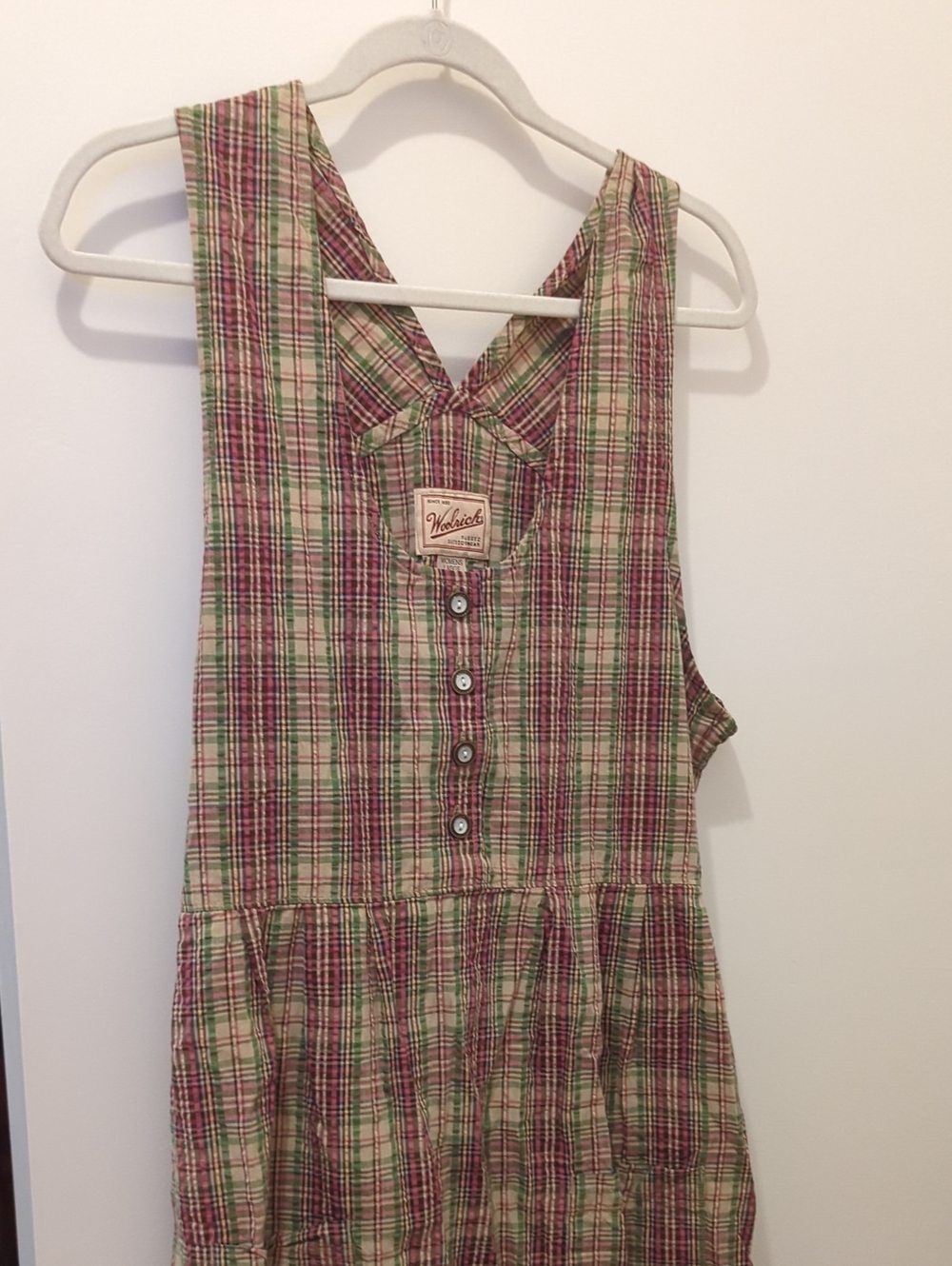 Woolrich Pink, Green and Khaki Plaid Cotton Sundress